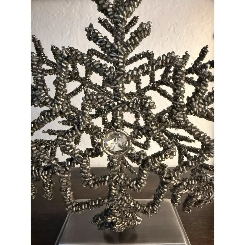 Pottery Barn Large Christmas Beaded Star Faux Diamond Stocking Holder 10”